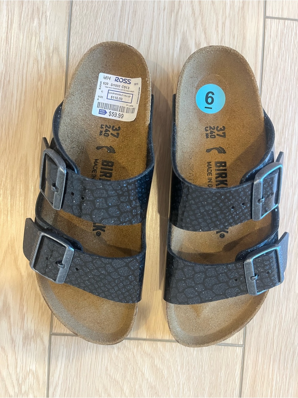 Birkenstock Arizona Black Sparkle Sandals